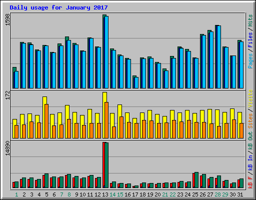 Daily usage for January 2017