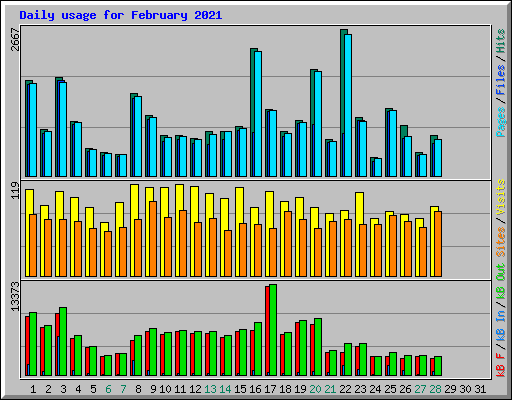 Daily usage for February 2021