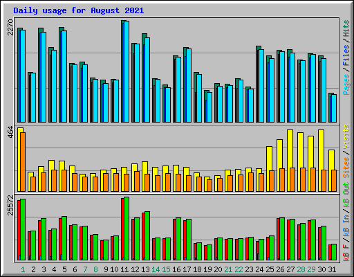 Daily usage for August 2021
