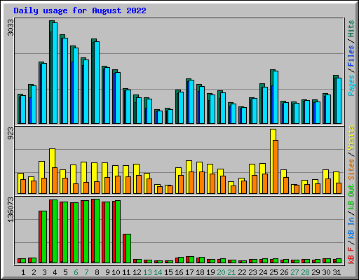 Daily usage for August 2022