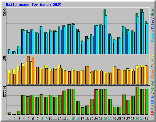Daily usage for March 2025