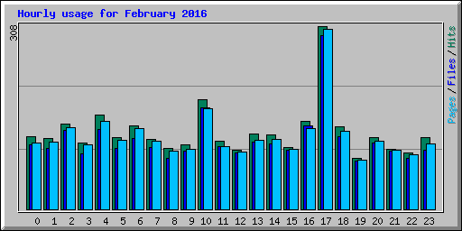 Hourly usage for February 2016