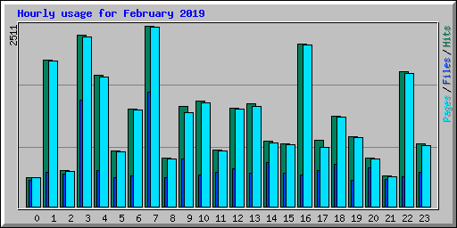 Hourly usage for February 2019